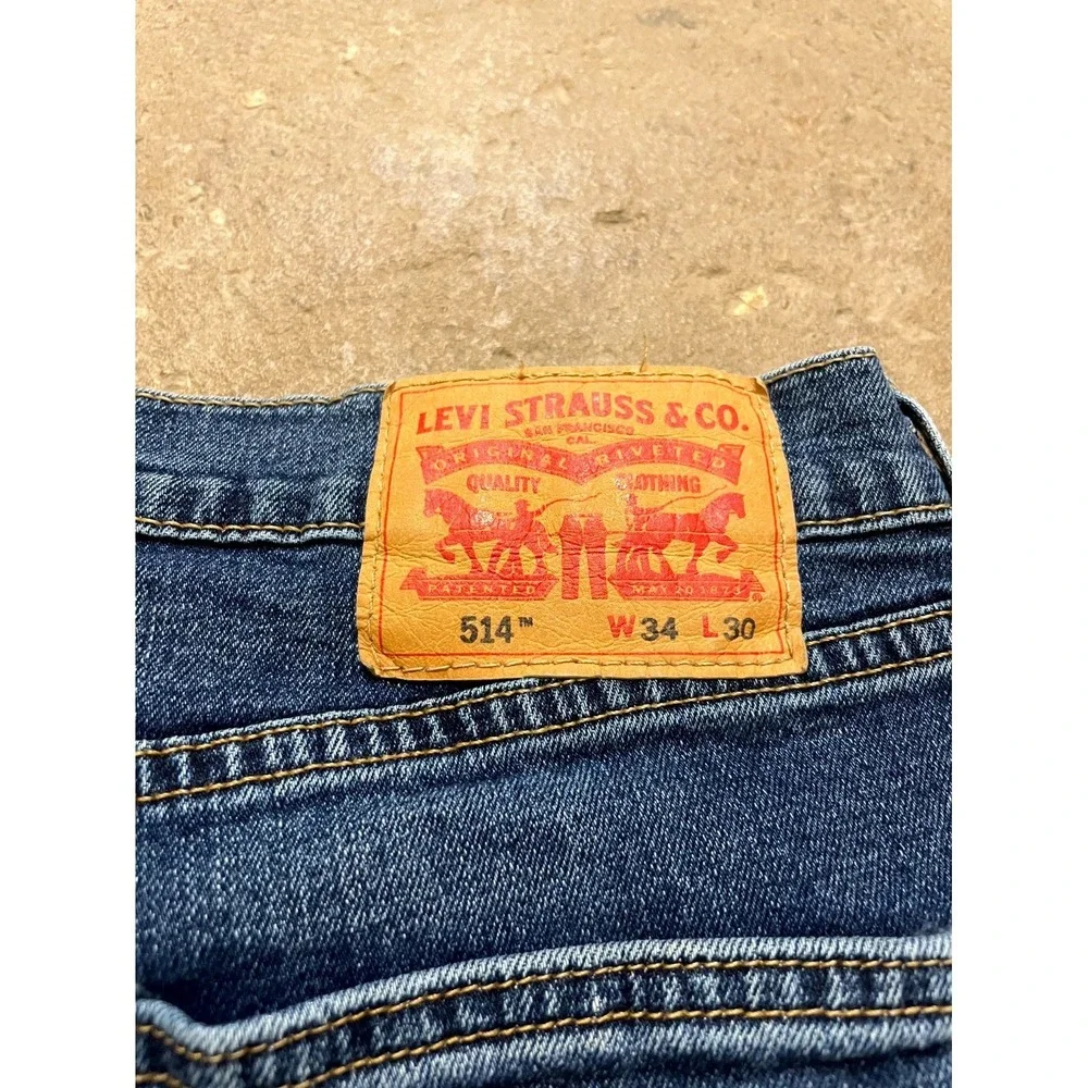 Levi's 514 Straight Leg Jeans Mens 34x30 Blue Denim‎ Cotton Stretch Mid Rise